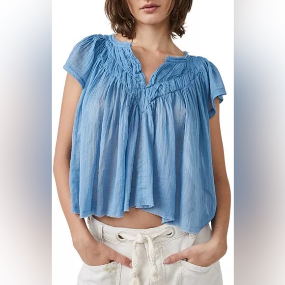 Free People Tops - Free People Women's Padma Cotton Flutter-Sleeve Top. Size S. NWT.